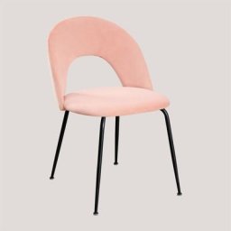 Chaise de Salle à Manger en Velours Glorys Sklum Rose Noir - Noir Rose