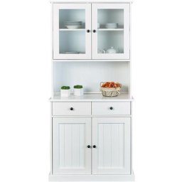 Wright Vitrine, 2 portes, 2 portes vitrées, 2 tiroirs, blanc. - Blanc