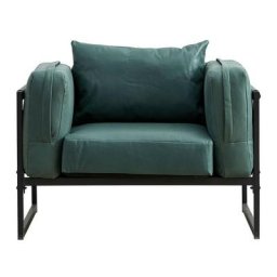 Clipop - Fauteuil de Salon de Luxe en Simili Cuir Vert avec Cadre en métal Robuste et Oreiller,Vert