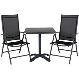 Colorado 7070 Kit de jardin table 70x70cm et 2 chaises Break, noir. - Noir