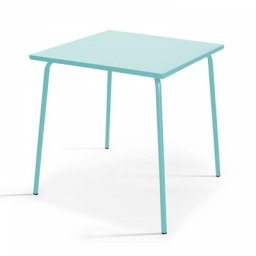 Oviala - Table carrée bistro acier turquoise 70 cm - Palavas - Gris