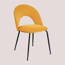 Chaise de Salle à Manger en Velours Glorys Sklum Miel Noir - Noir Miel