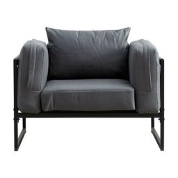 Clipop - Fauteuil de Salon de Luxe en Simili Cuir Vert avec Cadre en métal Robuste et Oreiller,Gris