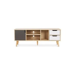 Privatefloor - Meuble de tv buffet style scandinave Aren - Bois Gris - mdf - Gris