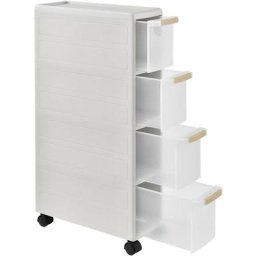 Chariot roulant meuble de rangement à roulettes tour de rangement 85 cm blanc - Blanc