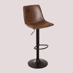 Sklum - Tabouret Haut Réglable en Similicuir Style Ody Brun chocolat - Brun chocolat