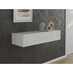 Console Slimline Urban à suspdre à 2 tiroirs push to op Blanc brillant