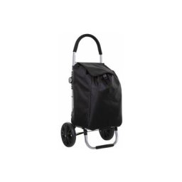 Chariot de course pliable à 2 roulettes avec sac coloris noir - Longueur 44,5 x Profondeur 37 x
