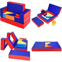 Canapé de Jeu 4 en 1 pour Enfants en Blocs de Construction, Matelat, Table,Canapés Enfant en epe et
