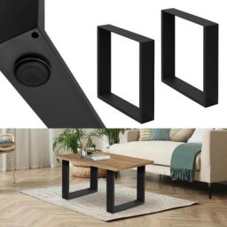 2 x Pieds de table en acier noir 40 x 43 cm support rectangulaire style moderne