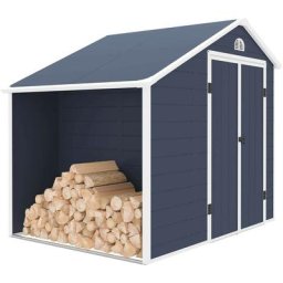 Gardiun - Abri de Jardin Résine Sylvana b 5 m² 260x192x226 cm Anthracite avec Range Bûches Extérieur
