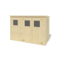 Abri de jardin en bois - 4,86m2 - double with windows filled with plexiglassx2,88m - Ep. 12,5