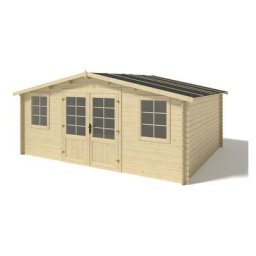Abri de jardin en bois - 20,00m2 - double with windows filled with plexiglassx5,28m - Ep. 28
