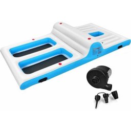 Bouée Gonflable Géant pour 4 à 6 Adultes avec Pompe à Air 130 w en Bonus Zone Humide et Sèche