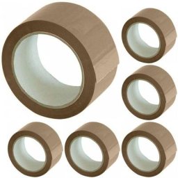 Bakaji - Set 6 rubans adhésifs Havane 50mm x 66mt avec étiquette Ruban d'emballage Marron
