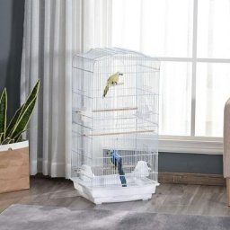 Golden Cage à oiseau portable - Hauteur 92cm - Grande Volière en métal - Blanc