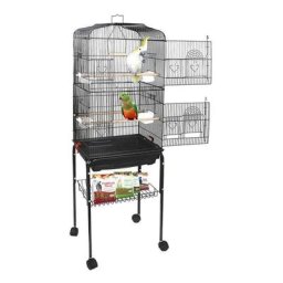Cage Volière pour Perroquets Oiseaux Grande Intérieur Exterieu, avec Support Détachable, avec 4