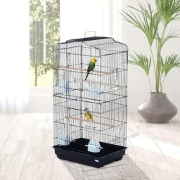 Golden Cage à oiseau portable - Hauteur 92cm - Grande Volière en métal - Noir