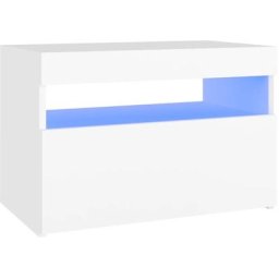 Table de chevet avec lumi¨¨res led Blanc 60x35x40 cm Agglom¨r¨ - Inlife