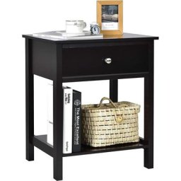 Table de Chevet à 2 Niveaux Style Moderne Simple 48 x 40 x 58 cm Noir - Costway