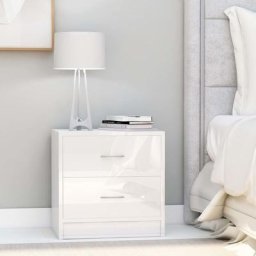 Tables de chevet 2 pcs Blanc brillant 40 x 30 x 40 cm Aggloméré,design élégant,pour chambre