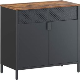 Meuble de rangement, Buffet, double porte aimantée, avec étagère réglable, 80 x 40 x 76 cm, cadre