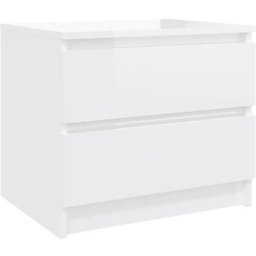 Table de chevet Blanc brillant 50x39x43,5 cm Aggloméré Vidaxl Blanc brillant