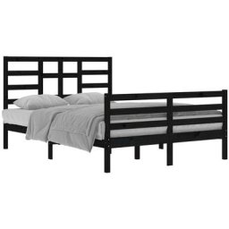 Cadre de lit Noir Bois massif 140x200 cm Vidaxl Black