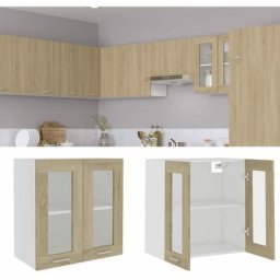 Meuble bas haut de Cuisine - Moderne Armoire en verre suspendue Chêne sonoma 60x31x60 cm Aggloméré
