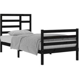 Cadre de lit Noir Bois massif 90x200 cm Vidaxl Black