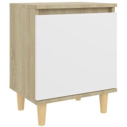 Table de chevet pieds en bois Blanc et Chêne sonoma 40x30x50 cm Vidaxl sonoma oak and white