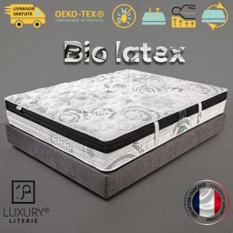 Matelas 160x200 cm , hauteur 26 cm, bio latex, latex, 10 zones de confort, indépendance du