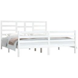 Cadre de lit Blanc Bois massif 180x200 cm Super King Vidaxl White