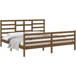 Cadre de lit Marron miel Bois massif 200x200 cm vidaXL - Honey brown