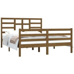 Cadre de lit Marron miel Bois massif 150x200 cm Très grand Vidaxl Honey brown