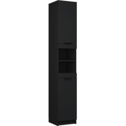 Armoire de salle de bain noir 32x34x188,5 cm bois d'ingénierie Vidaxl Black