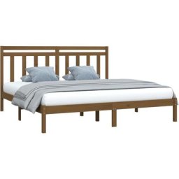 Cadre de lit Marron miel Bois massif 180x200 cm Super King Vidaxl Honey brown