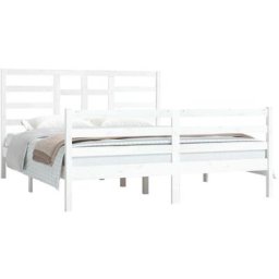 Cadre de lit Blanc Bois massif 160x200 cm vidaXL - White