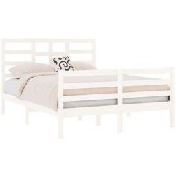 Cadre de lit Blanc Bois massif 135x190 cm Double Vidaxl White
