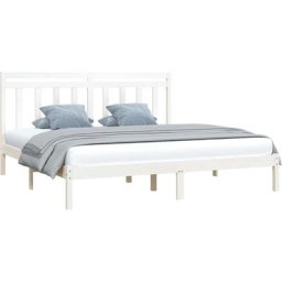 Cadre de lit Blanc Bois massif 180x200 cm Super King Vidaxl White