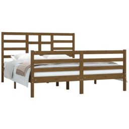Cadre de lit Marron miel Bois de pin massif 160x200 cm Vidaxl Honey brown