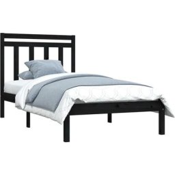 Cadre de lit Noir Bois massif 100x200 cm Vidaxl Black