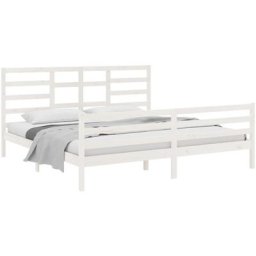 Cadre de lit Blanc Bois massif 200x200 cm Vidaxl White