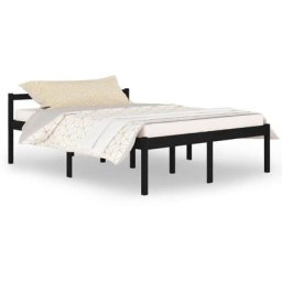 Cadre de lit Noir Bois de pin massif 150x200 cm Très grand Vidaxl Black