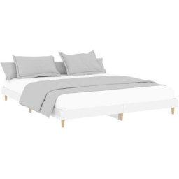 Cadre de lit blanc brillant 150x200 cm bois d'ingénierie Vidaxl High gloss white
