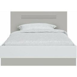 Lit 120x190 cm gris et blanc - HAMPTON