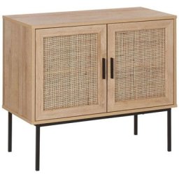 Commode 2 Portes Cannage Décoratif en Rotin Meuble de Rangement Idéal pour Chambre ou Salon