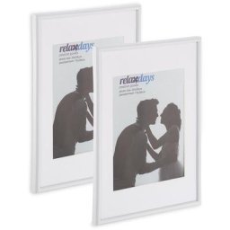 Relaxdays - Cadres photo, lot de 2, 20x30 cm, passe-partout 15x20 cm, cadre verre, porte-photo à