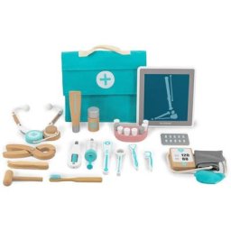 Mallette de médecin en bois, jouets éducatifs d'imitation pour garçons et filles, , 18 accessoires