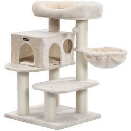 Helloshop26 - Arbre à chat avec plate forme d'observation hamac grande grotte troncs épais en sisal